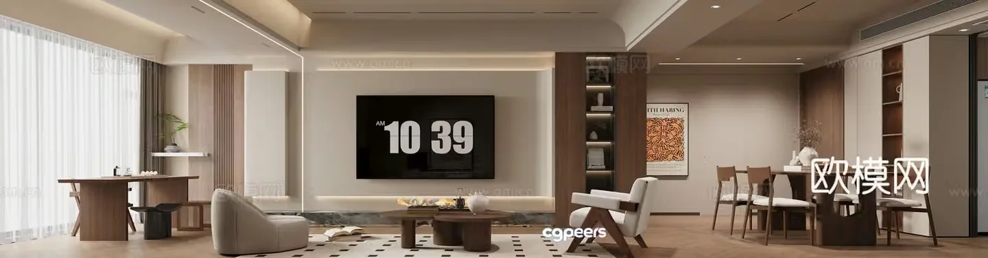 3D model of medieval style living room restaurant