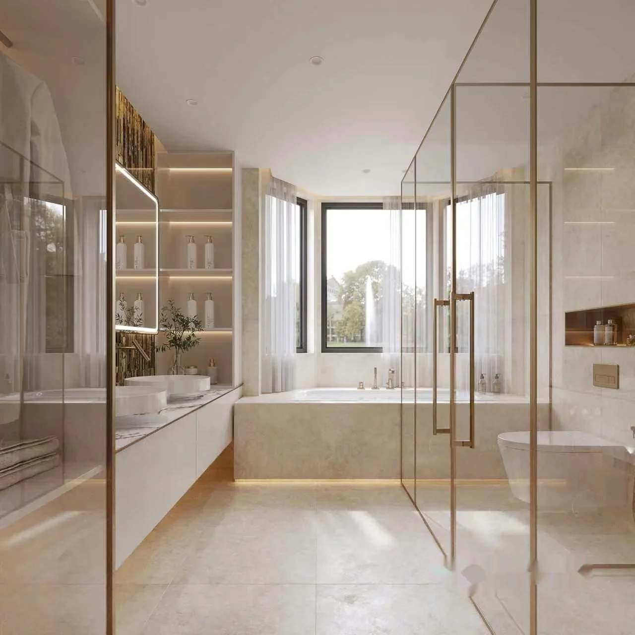 Modern Bathroom With Gold Accents 3D Model – 770 – CORONA Render