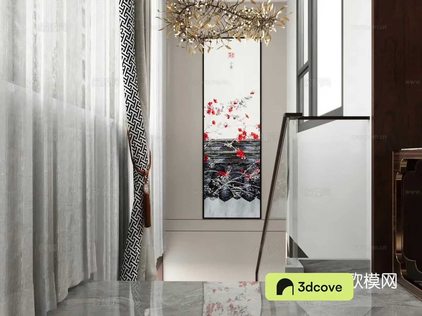 New Chinese style villa stairwell
