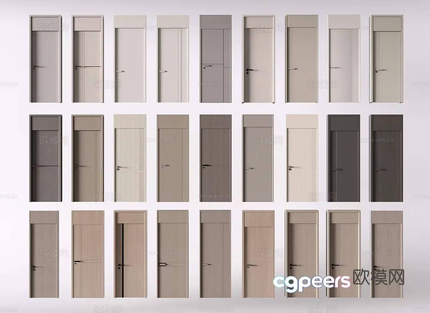 Modern door combination collection swing door single-open door bedroom door interior door 3d model