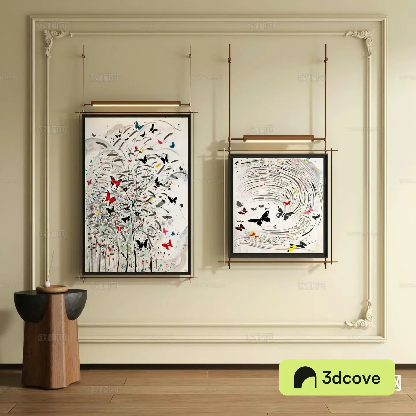 Medieval style decorative painting abstract painting metal pole hanging painting