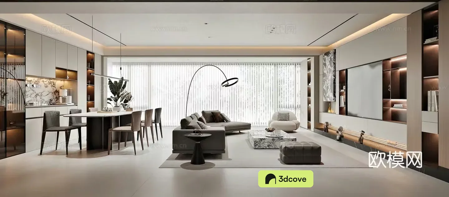 Modern living and dining room