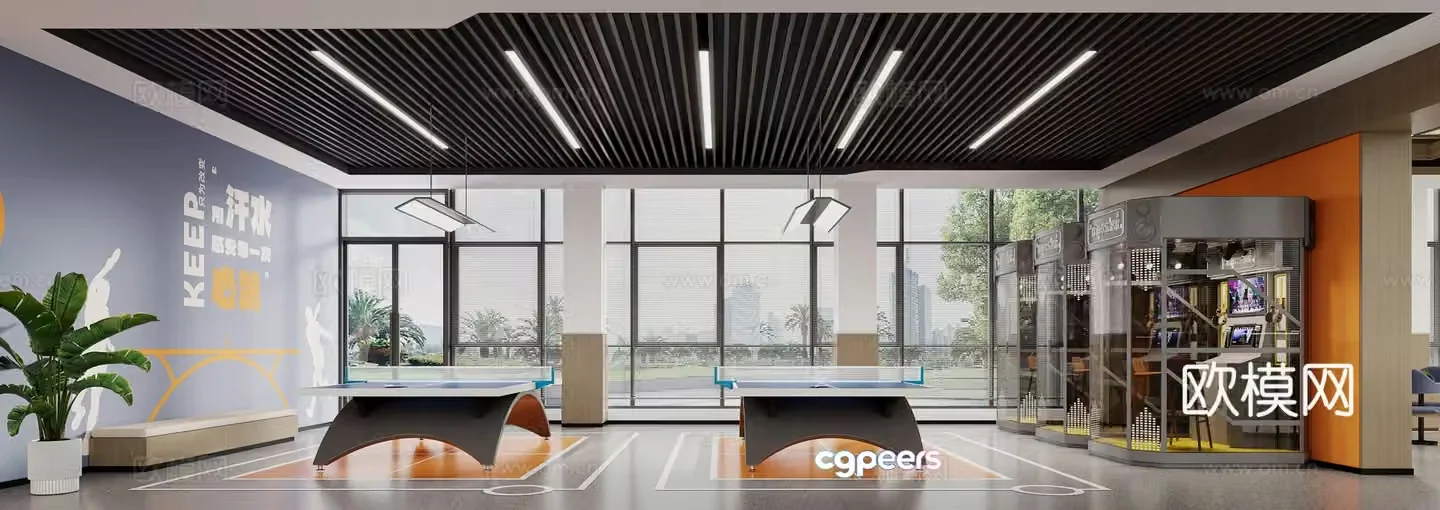 Modern table tennis room 3d model