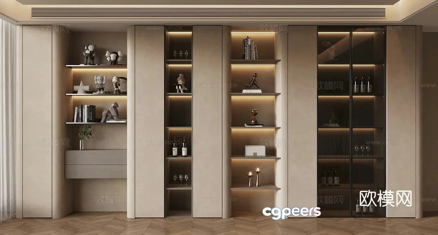 Modern minimalist wine cabinet glass wine cabinet shoe cabinet wine cabinet restaurant wine cabinet sideboard cabinet 3D model