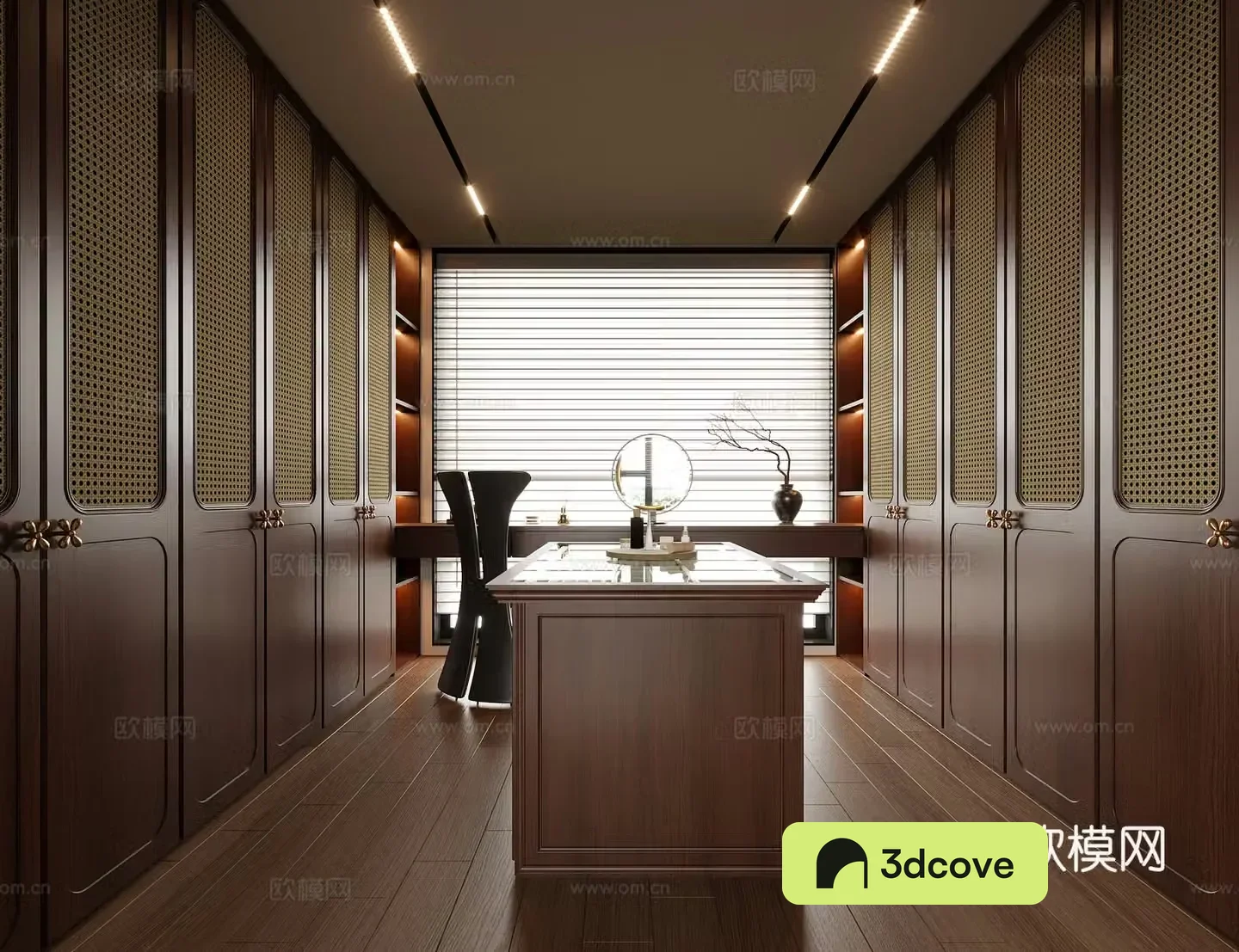 Middle-aged style island cloakroom wardrobe dressing table 3d model