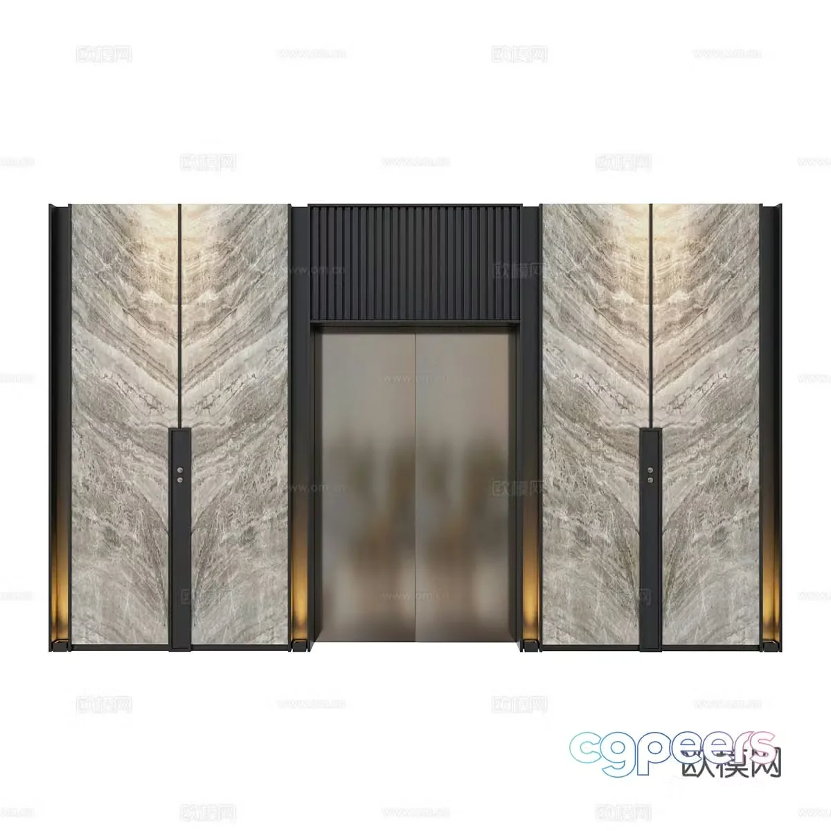New Chinese style light luxury elevator 3D model