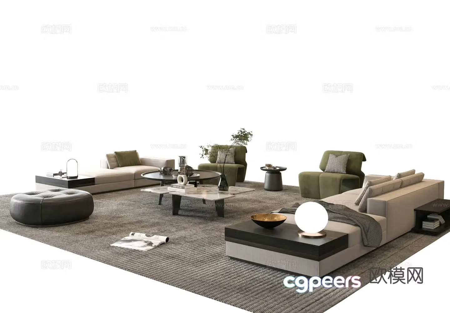 Italian sofa combination 3D model