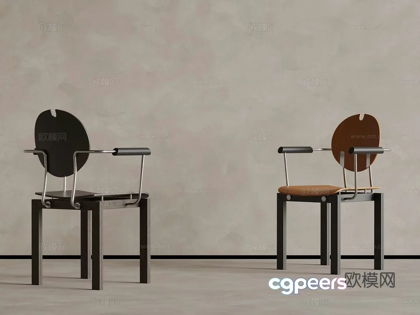 Medium style leisure chair single chair with armrests 3D model