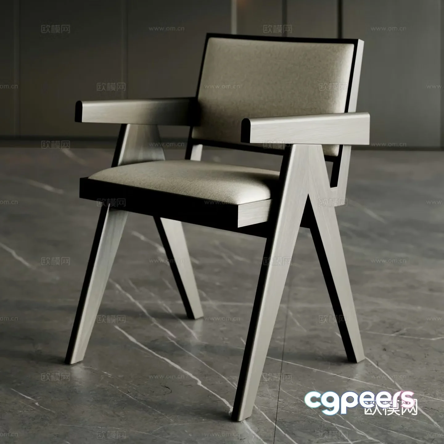 Modern single chair dining chair chair fabric single chair book chair 3d model