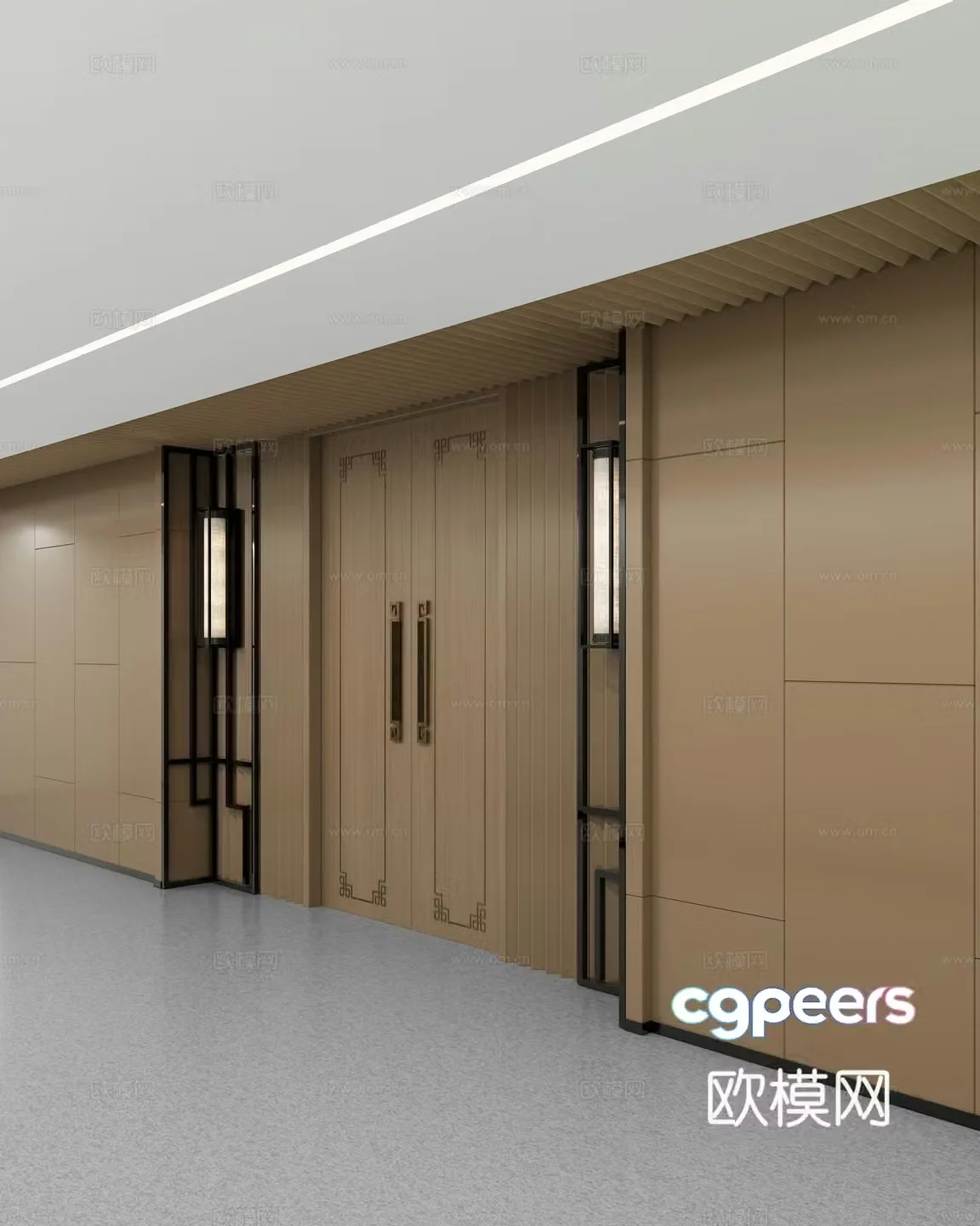 New Chinese style club aisle and club entrance 3D model