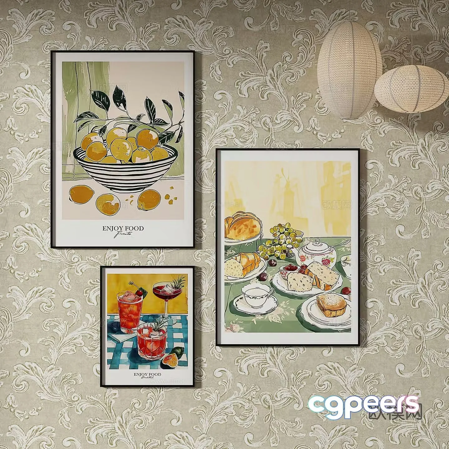Modern medieval decorative painting 3d model