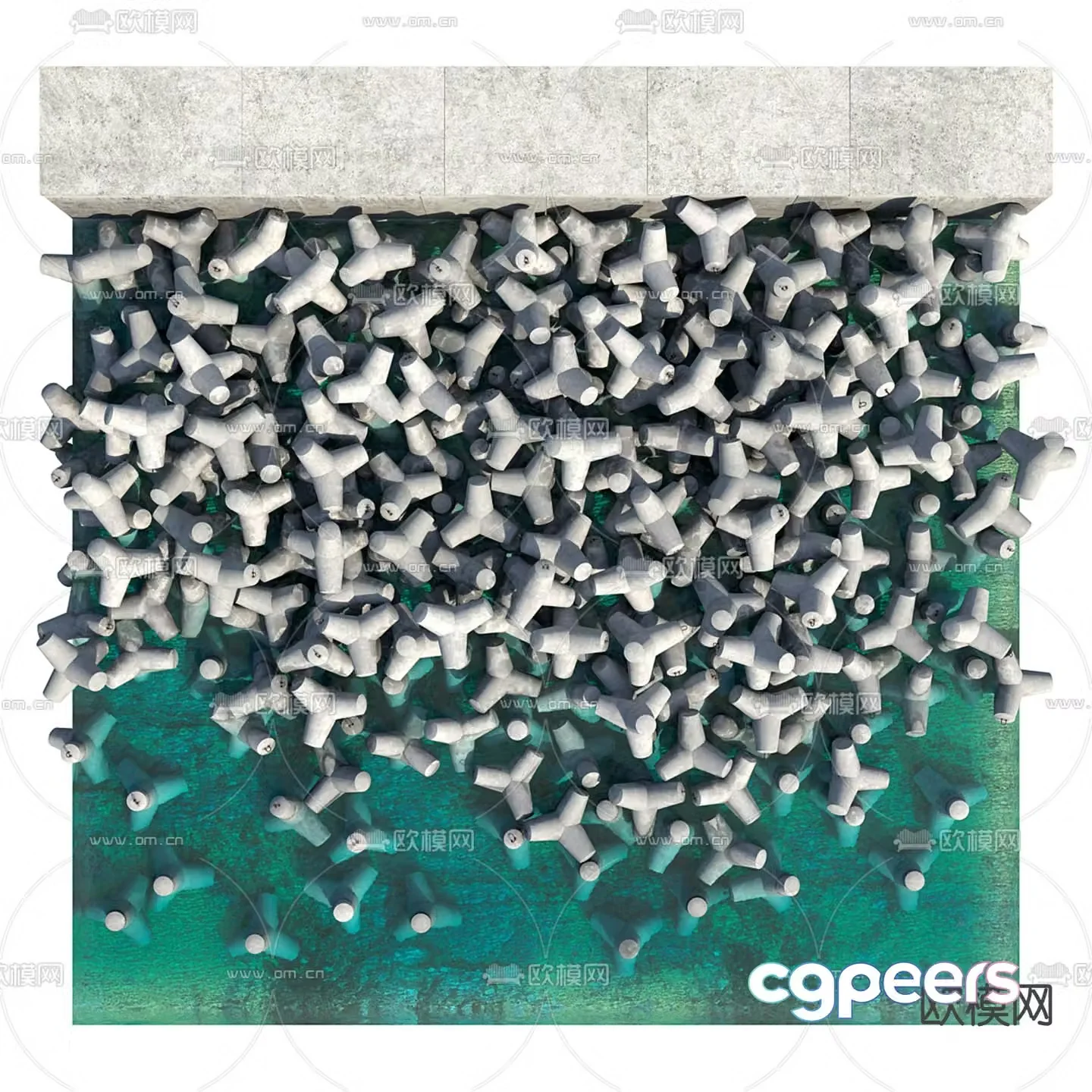 Coast protection stone structure stone 3d model