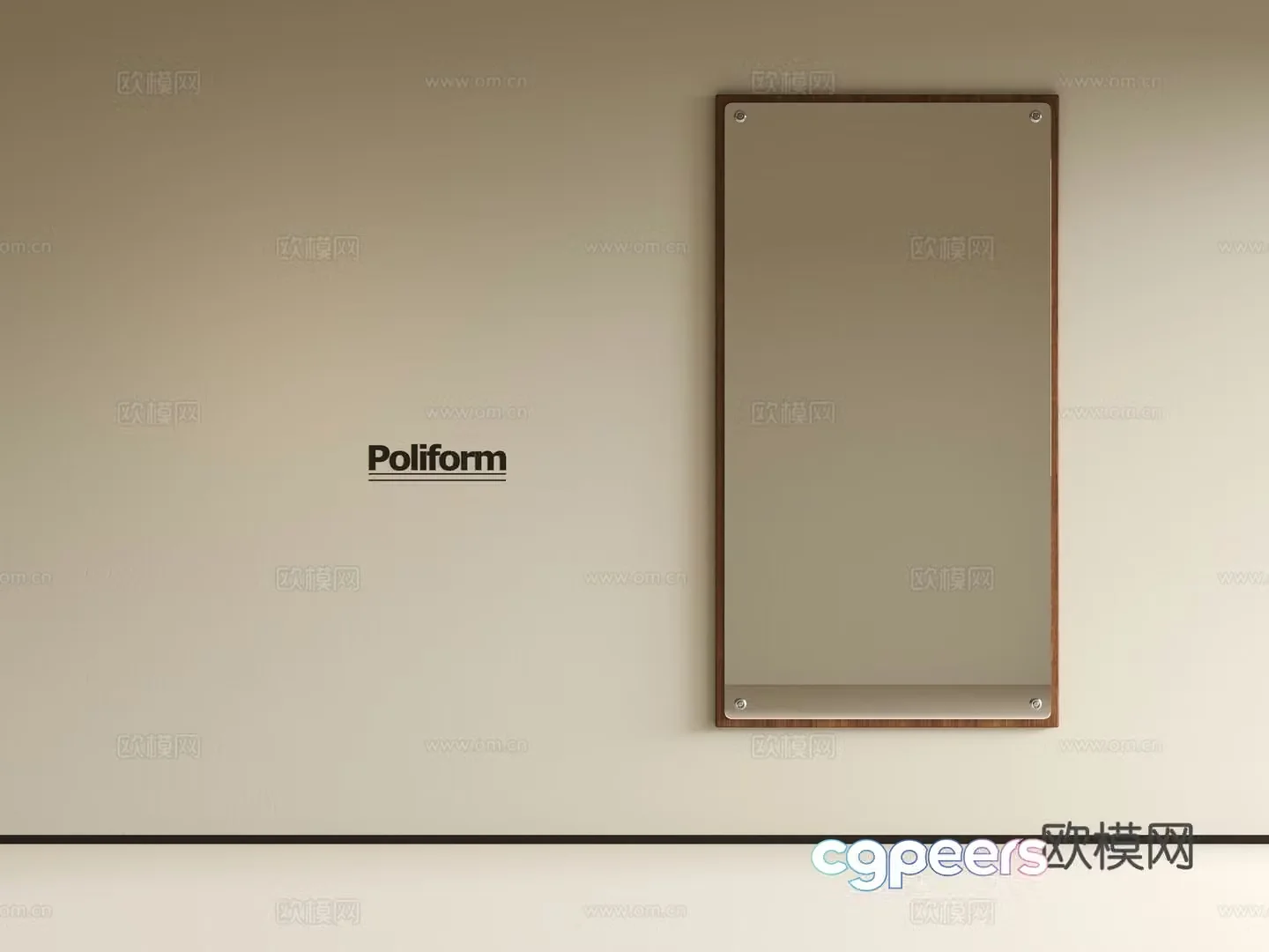 Wabi-sabi style mirror dressing mirror bathroom mirror 3d model