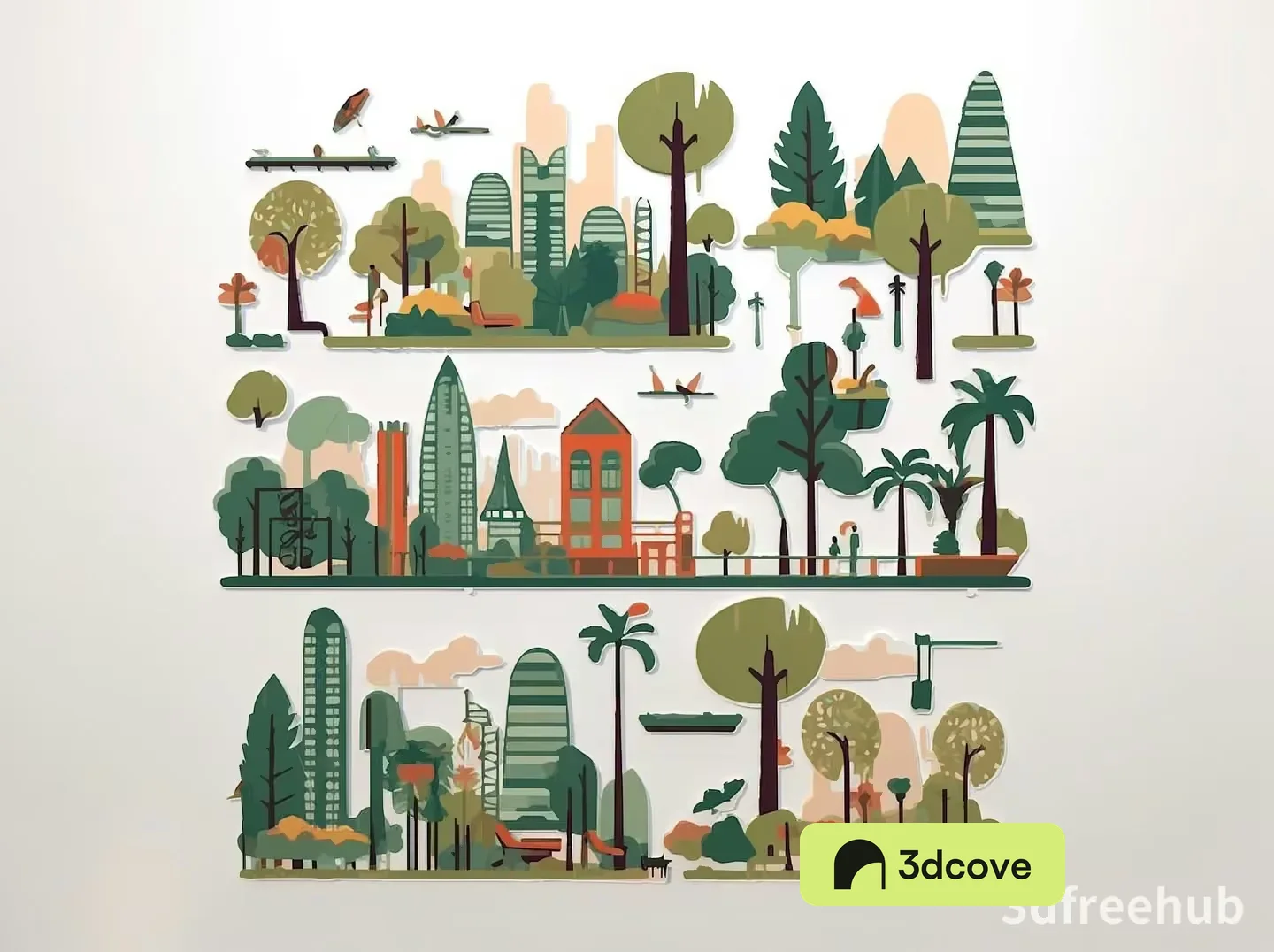 A Colorful Cartoon-Style Cityscape