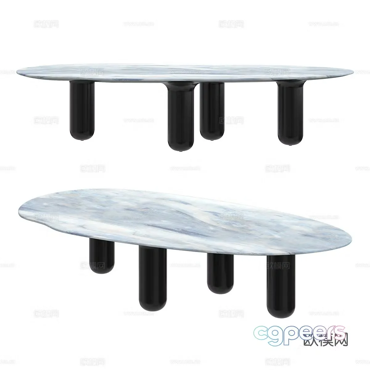 Oval coffee table marble coffee table 3d model