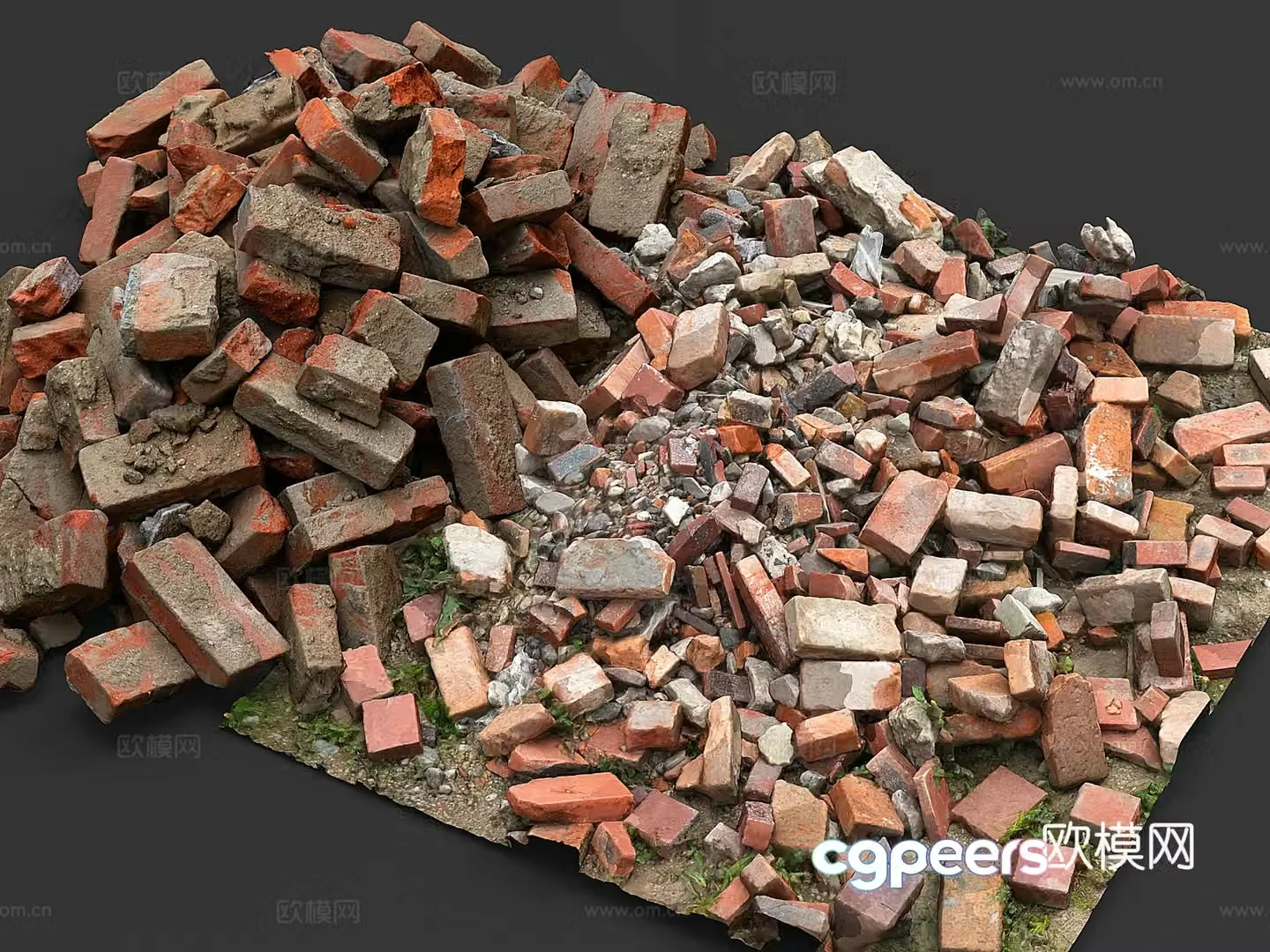 Brick bricks broken bricks waste bricks brick pile stone pile construction waste red brick 3d model