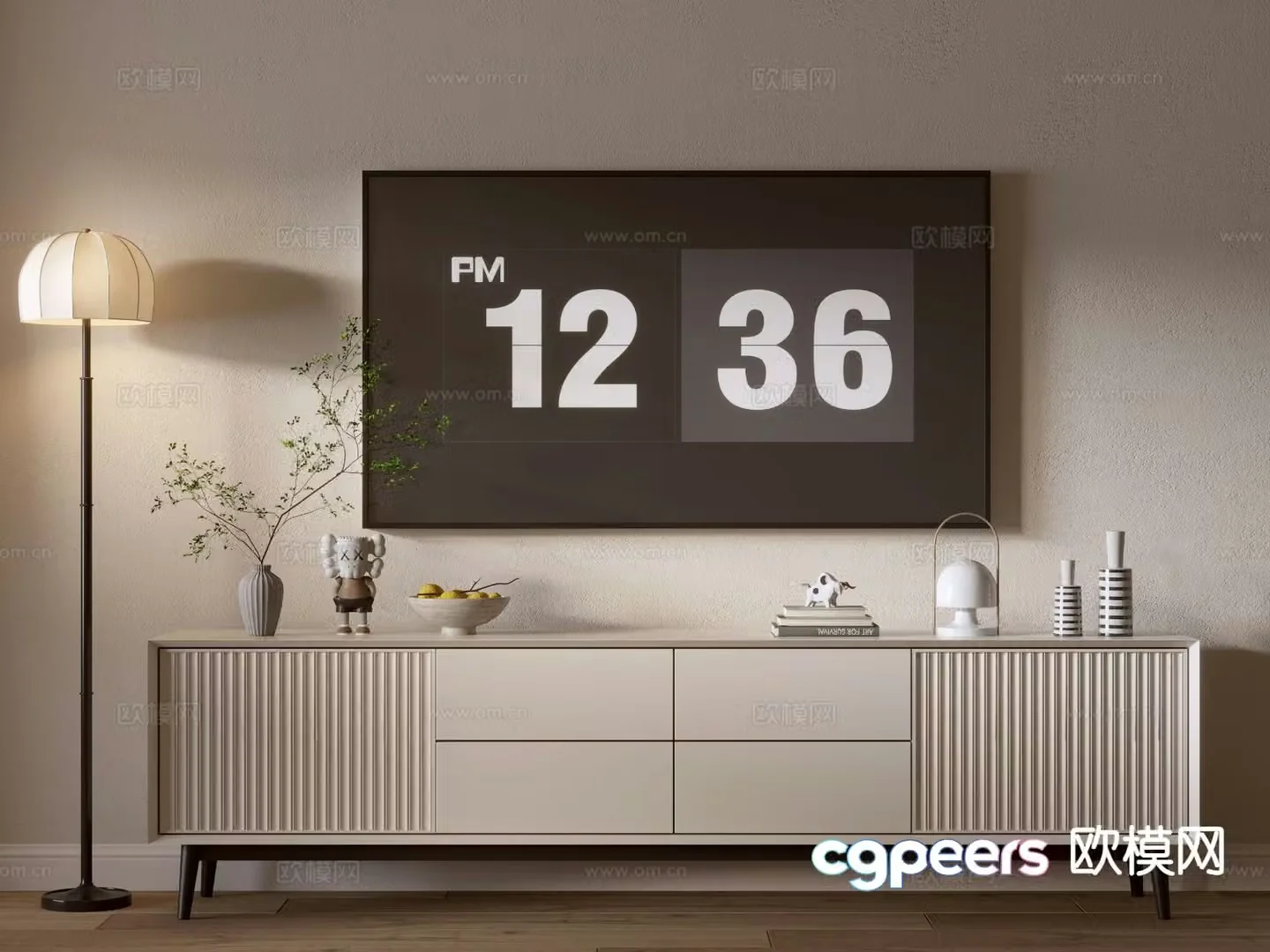 Cream style TV cabinet 3d model