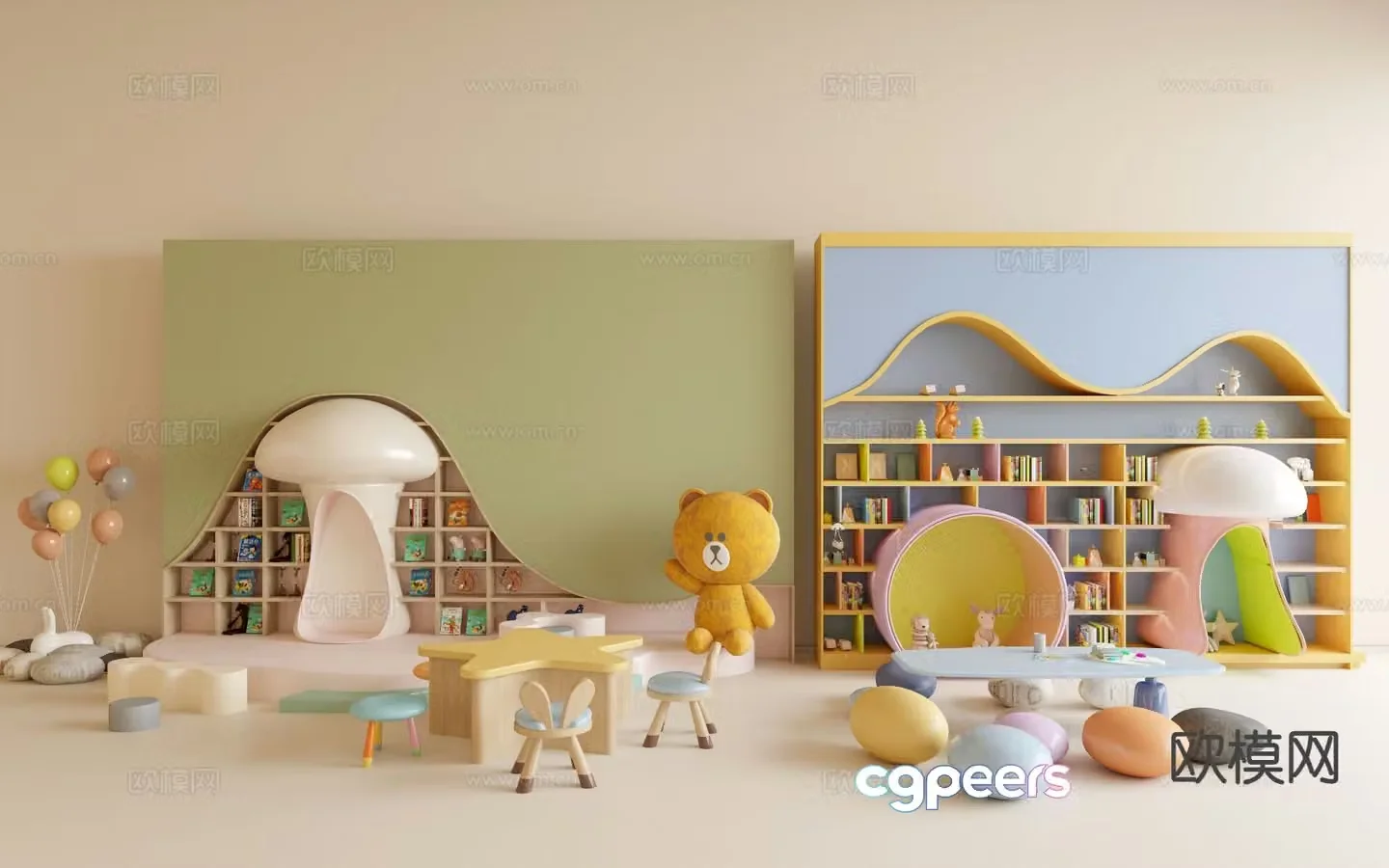 Children’s bookcase bookshelf 3d model