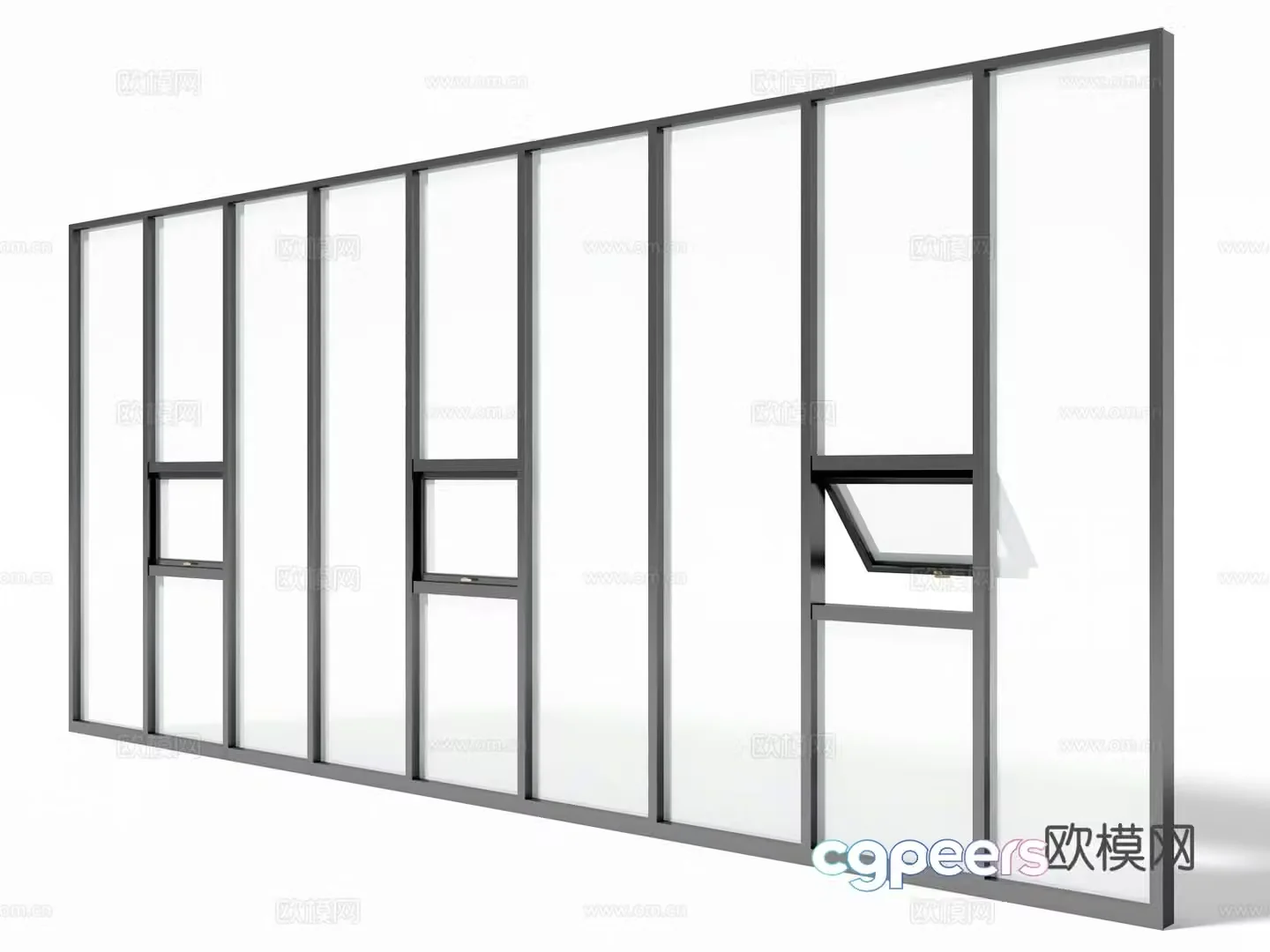 Floor to ceiling window curtain wall window 3d model