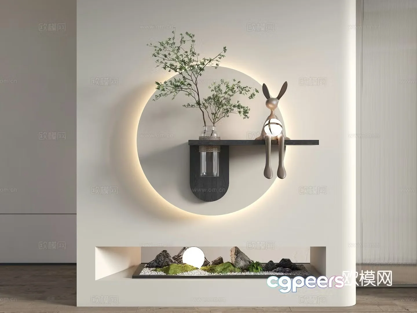 Wasabi modern pendant Wasabi wall decoration three-dimensional decorative painting cream style three-dimensional wall decoration simple 3D model