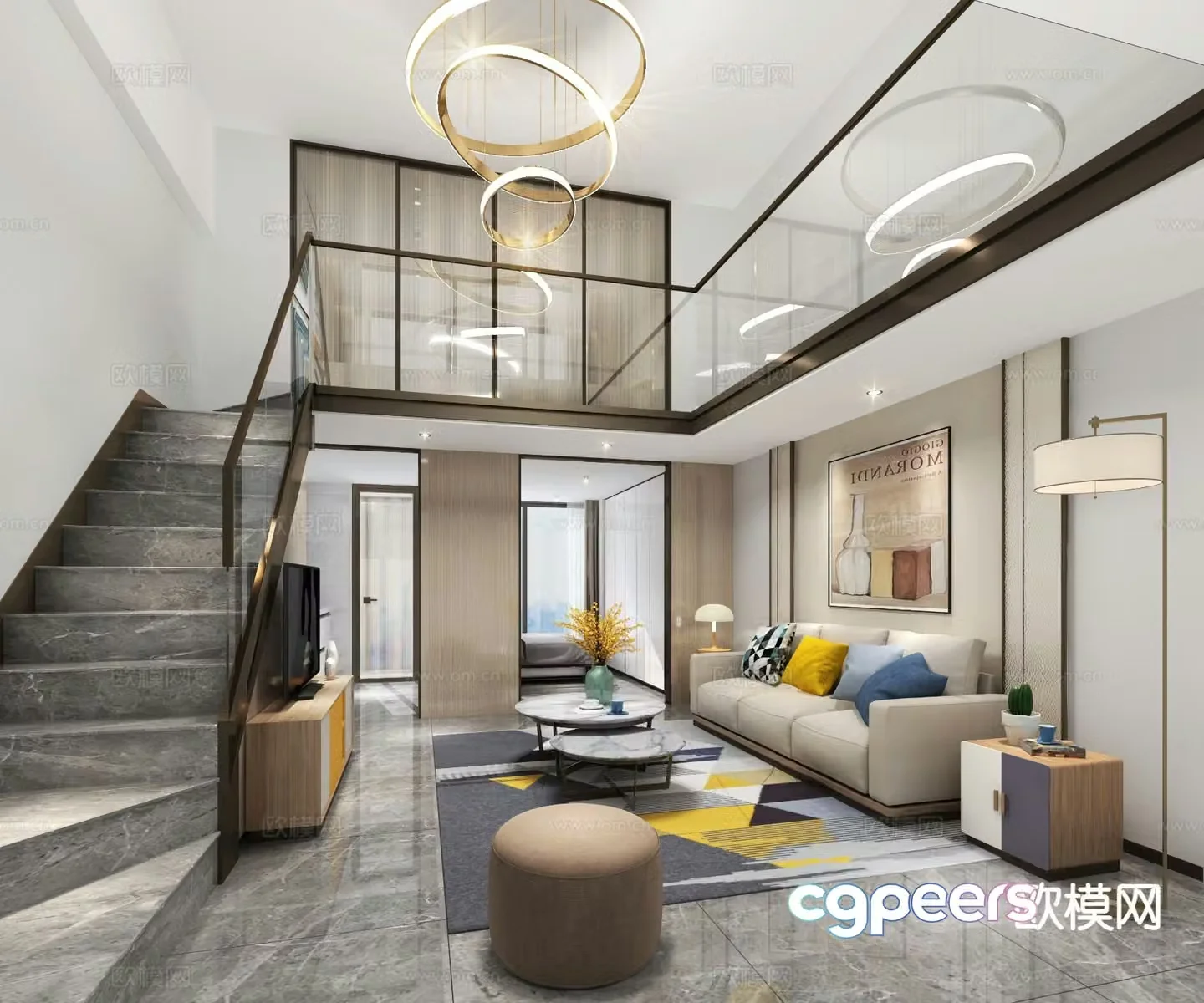 Modern duplex apartment 3d model