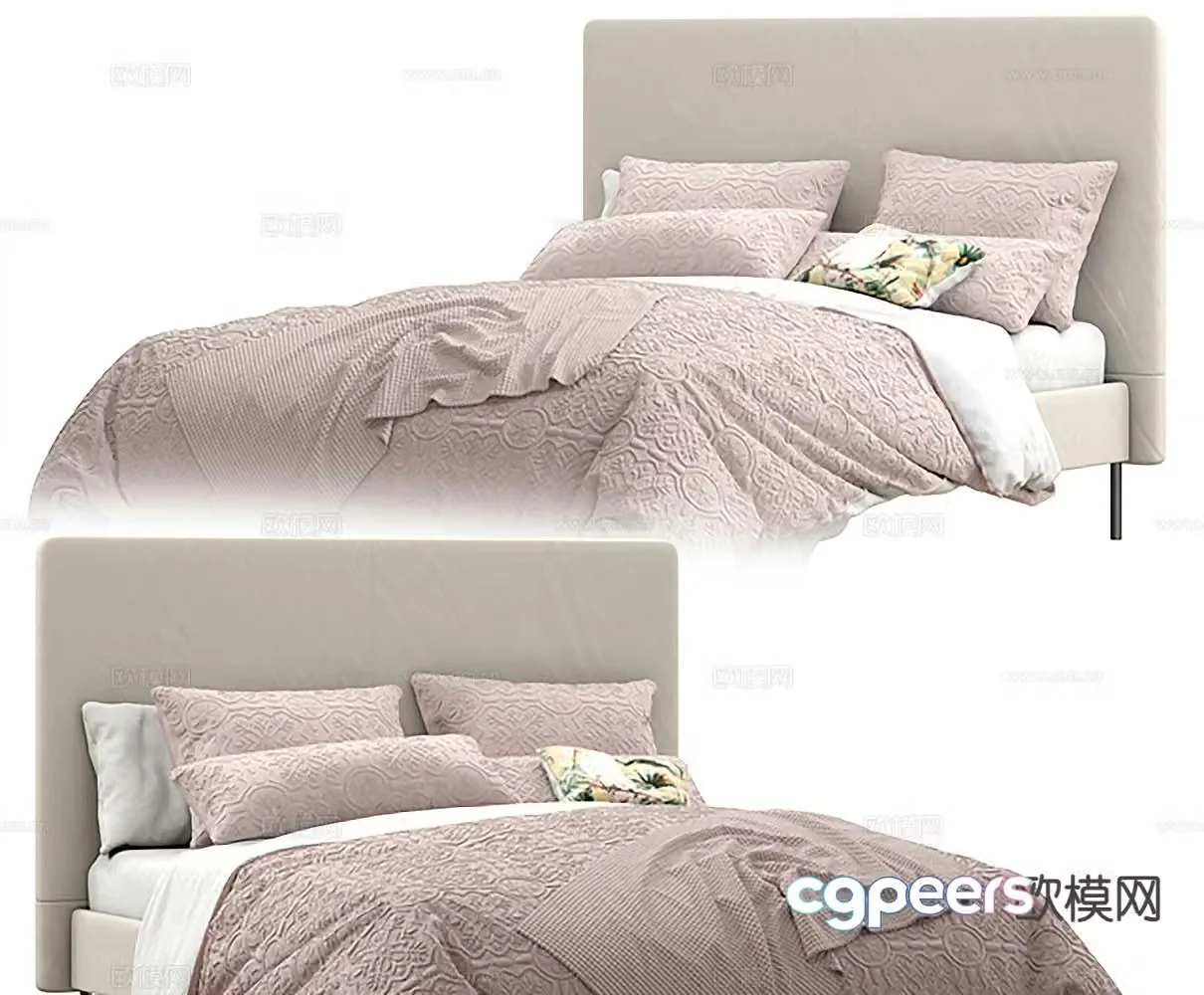 Modern double bed 3d model