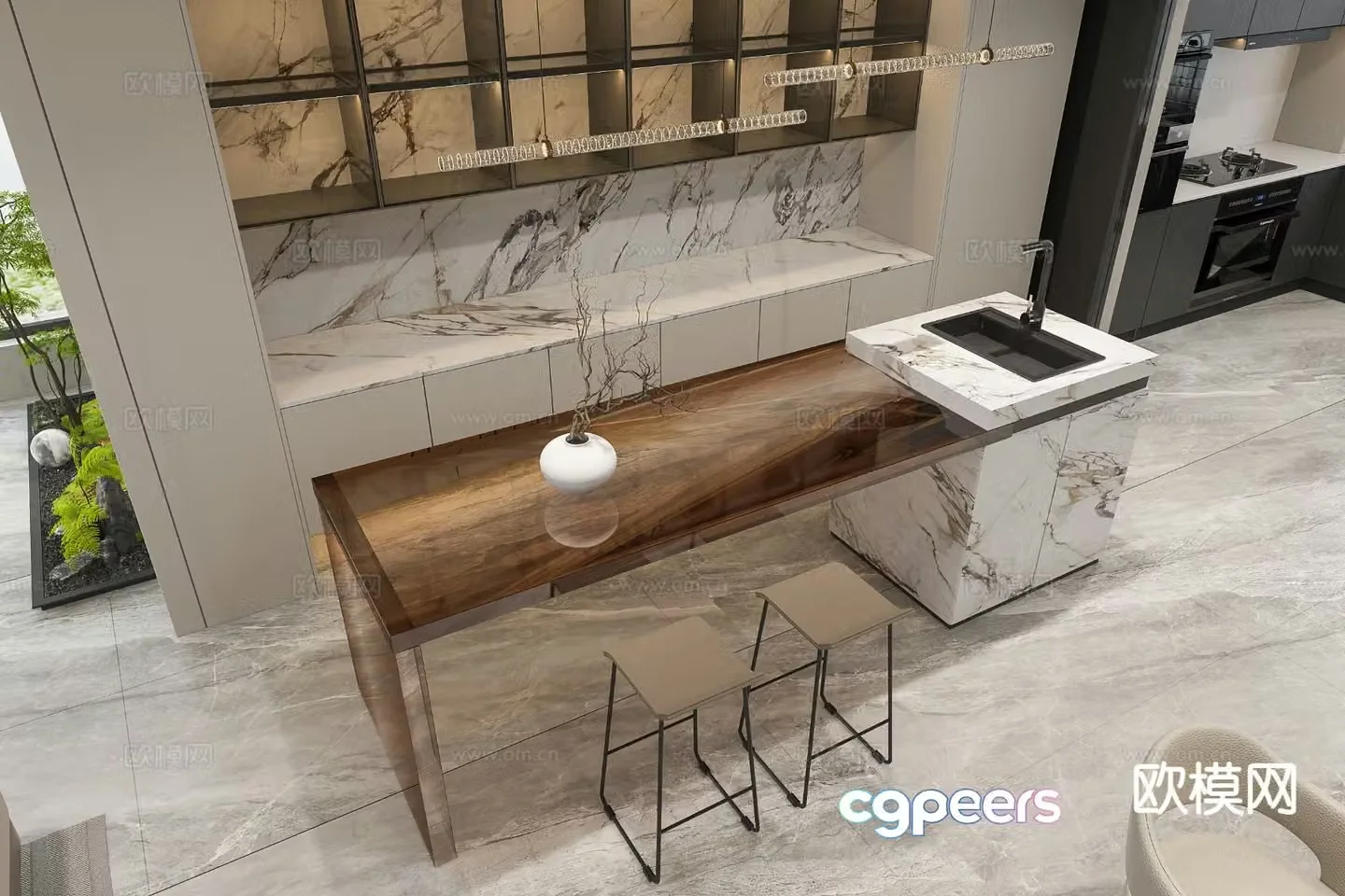 Light luxury bar Nakashima bar 3D model