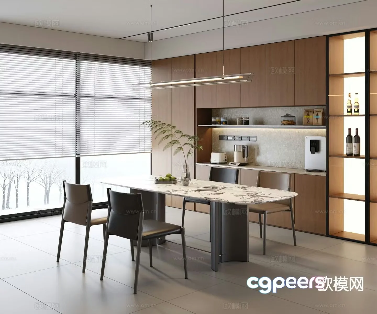 Modern minimalist restaurant 3d model