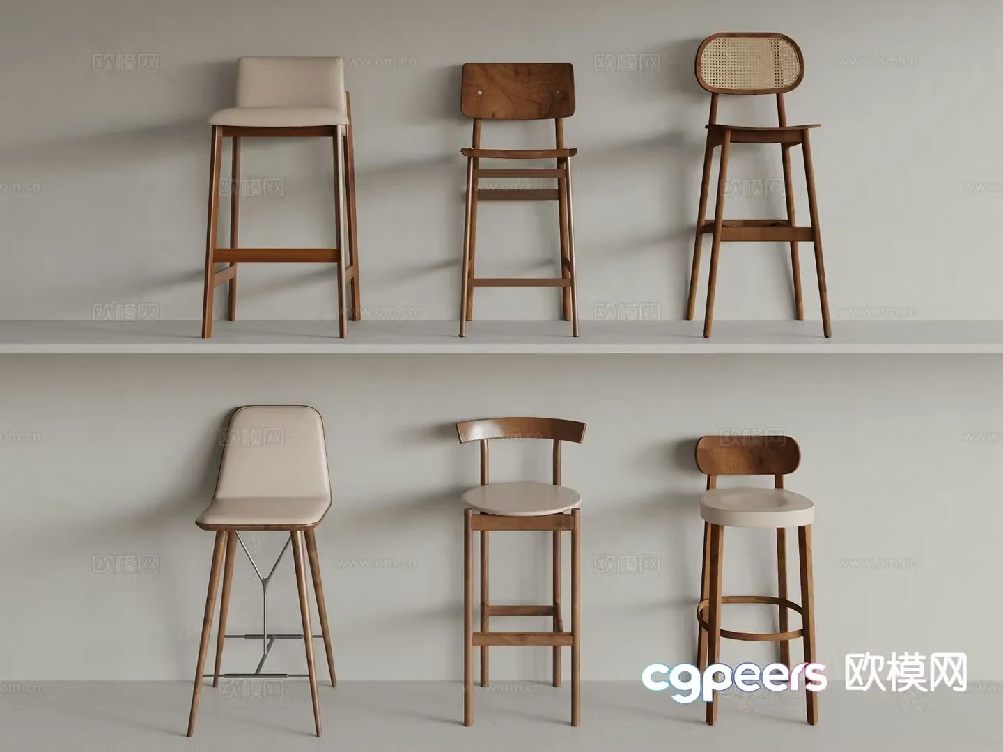 Medieval style bar stool 3d model