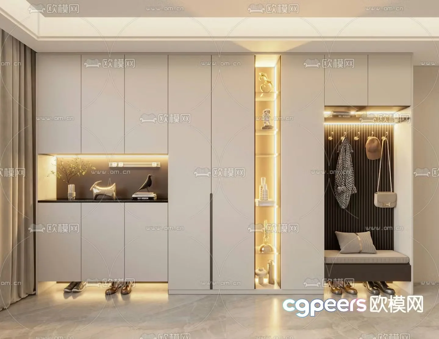Modern shoe and hat cabinet 3d model