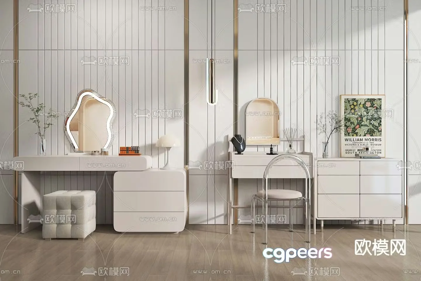 Cream style dresser dresser 3d model