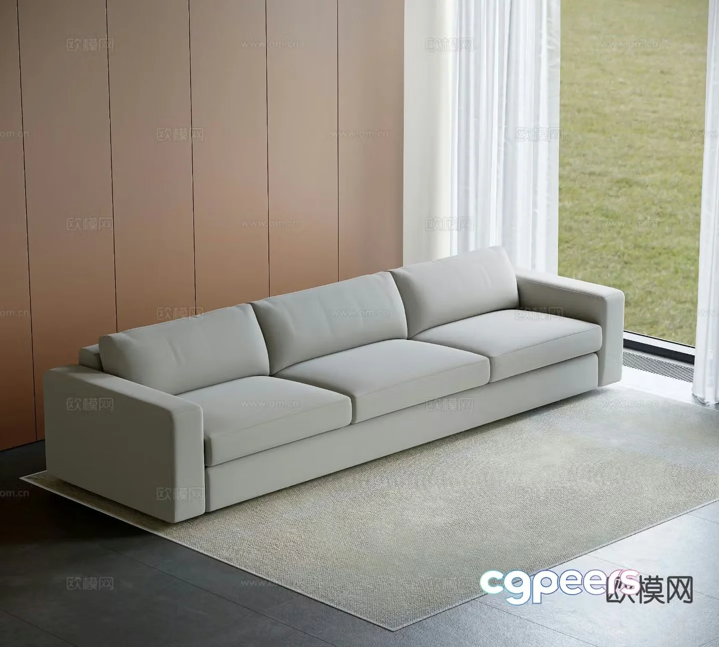 Nordic three-seat sofa 3d model