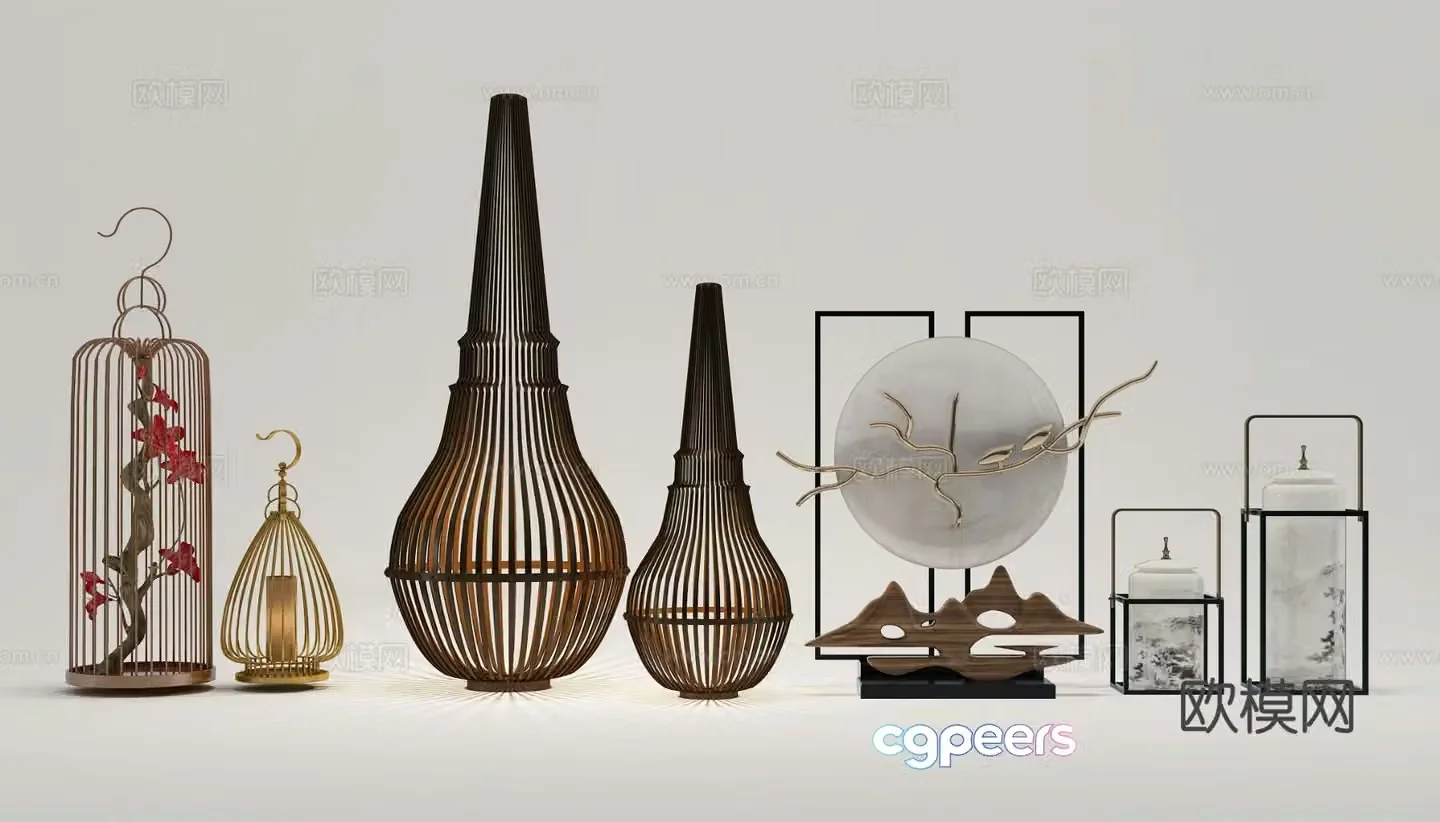 New Chinese decorations tableware crafts cage 3D model