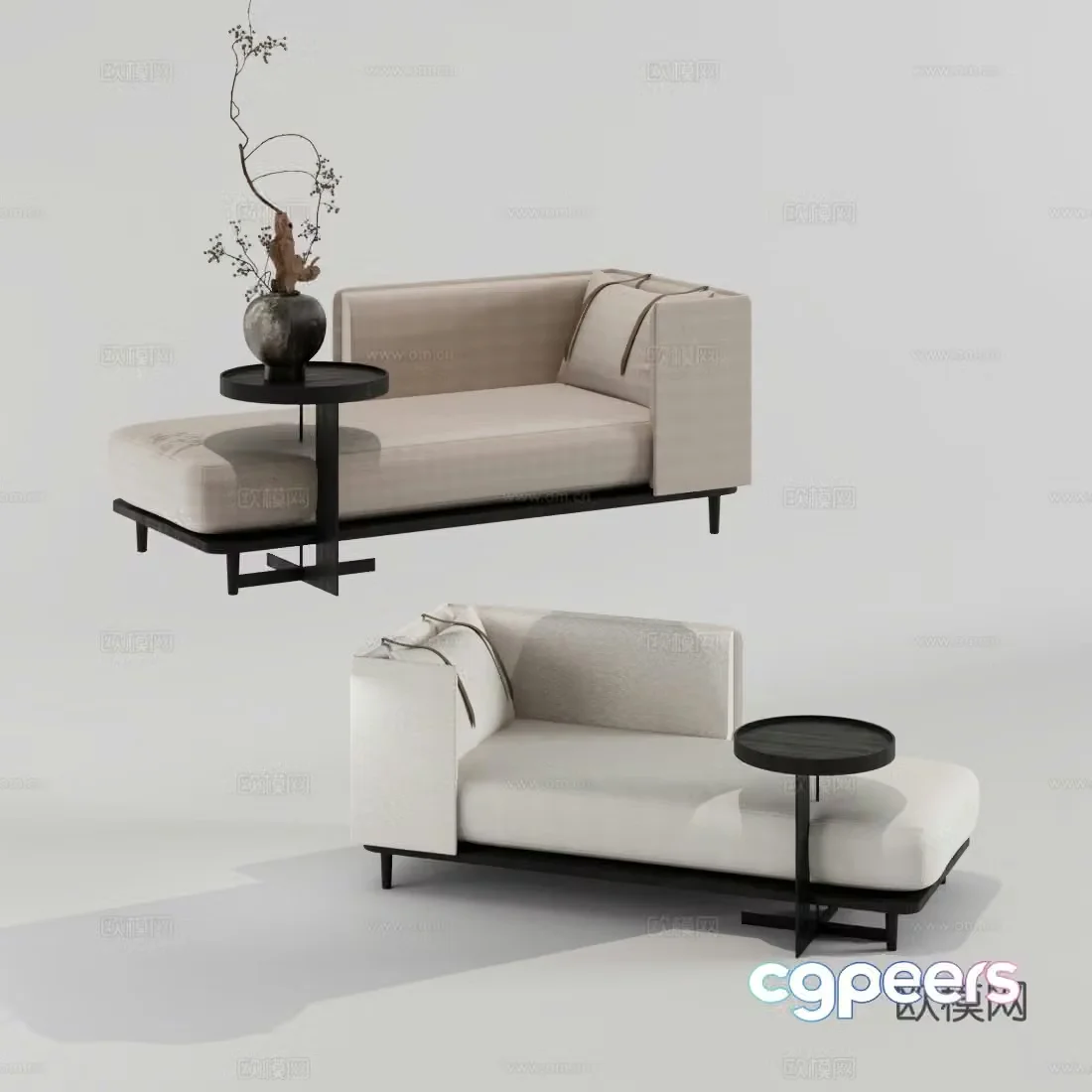 New Chinese style imperial concubine sofa imperial concubine chaise longue 3D model