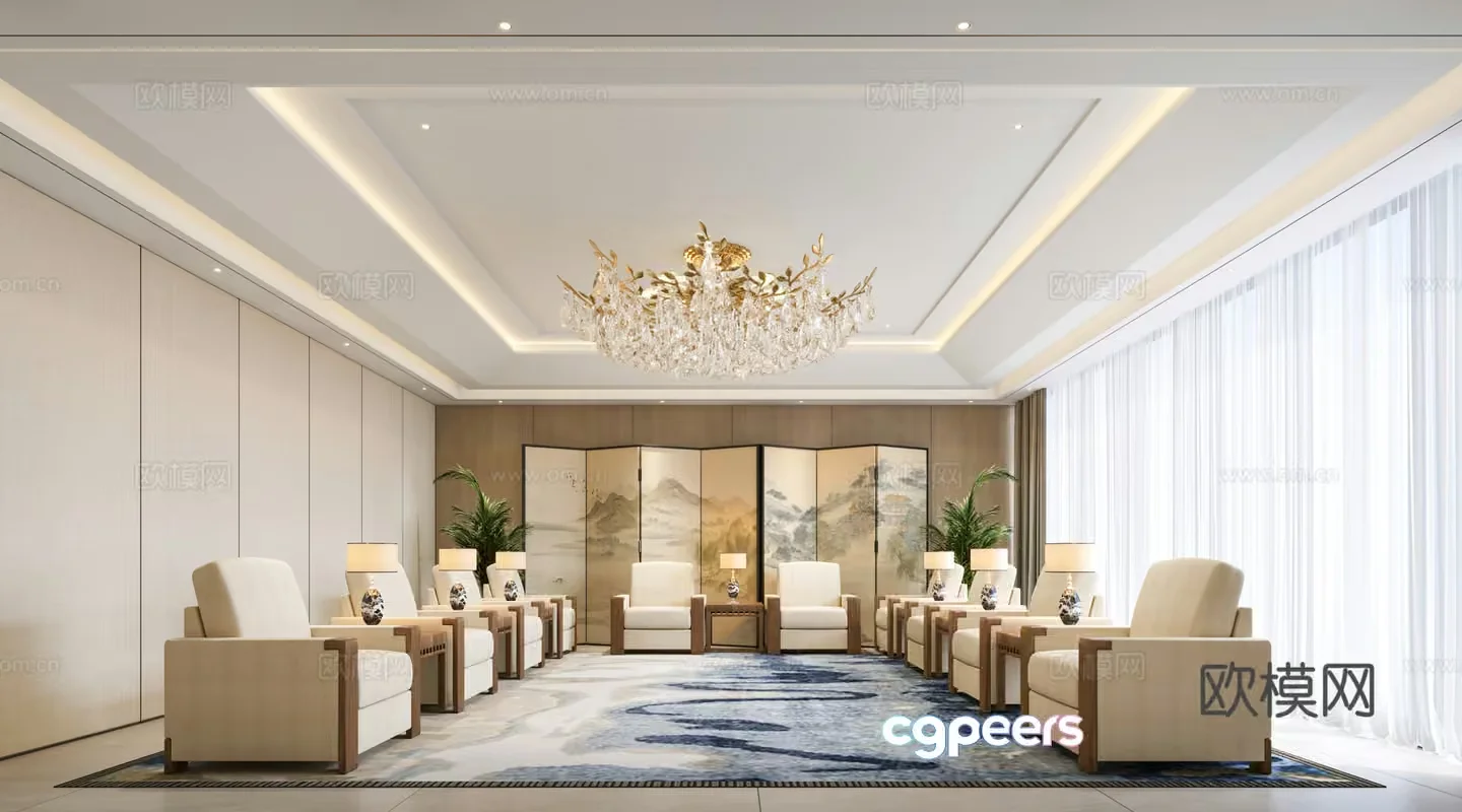 A Luxurious Living Room 3D Model – 999 – VRAY Render
