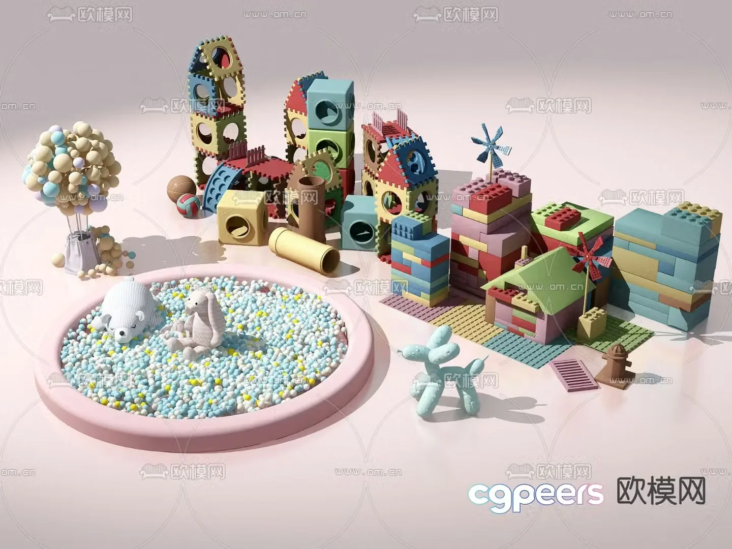 Modern children’s building block toys 3d model