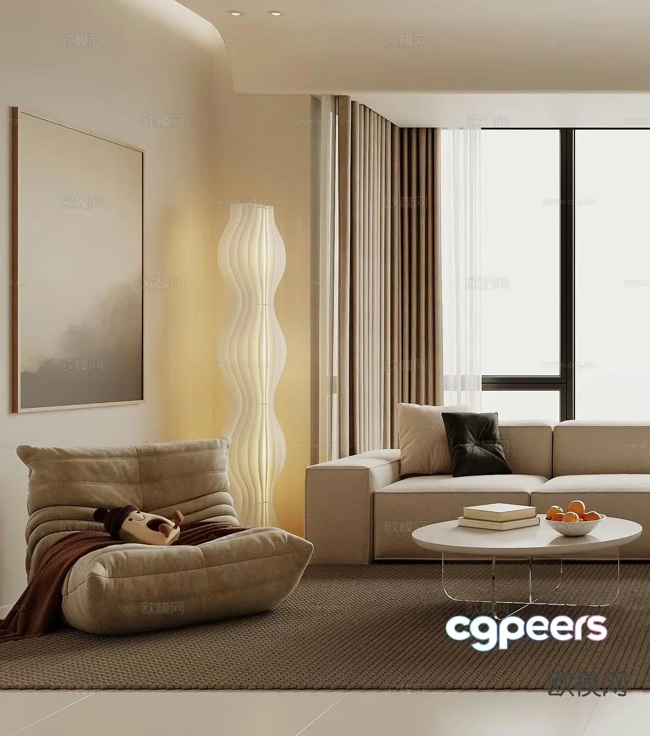 Modern beanbag caterpillar sofa 3d model
