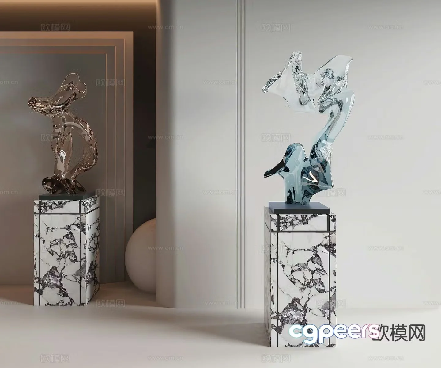 Modern Taihu stone transparent sculpture ornament 3d model