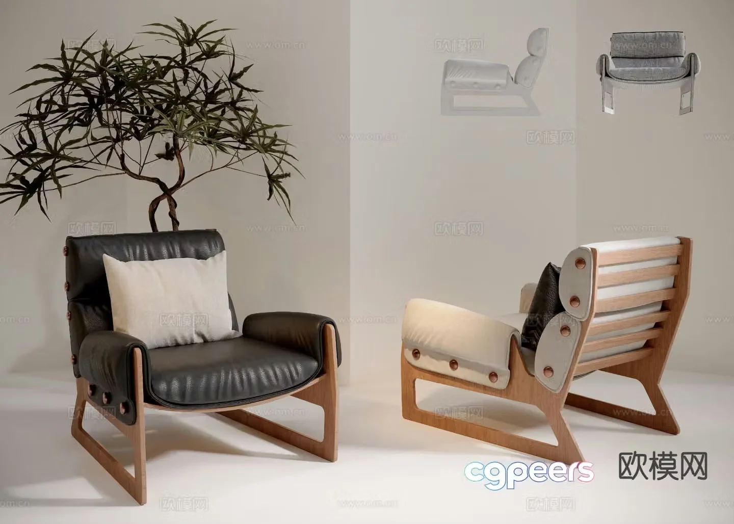 Medieval style leisure chair leather chair 3d model