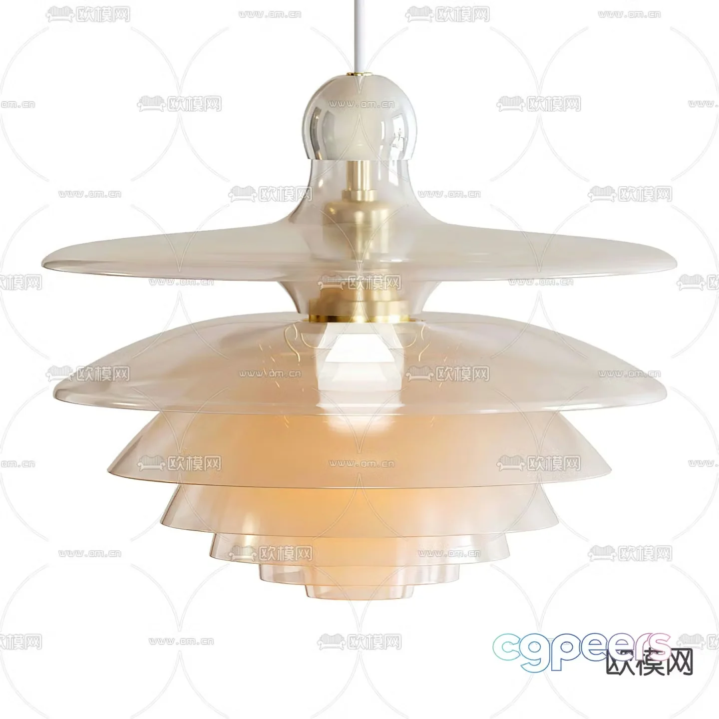flos modern acrylic multi-layer chandelier 3d model