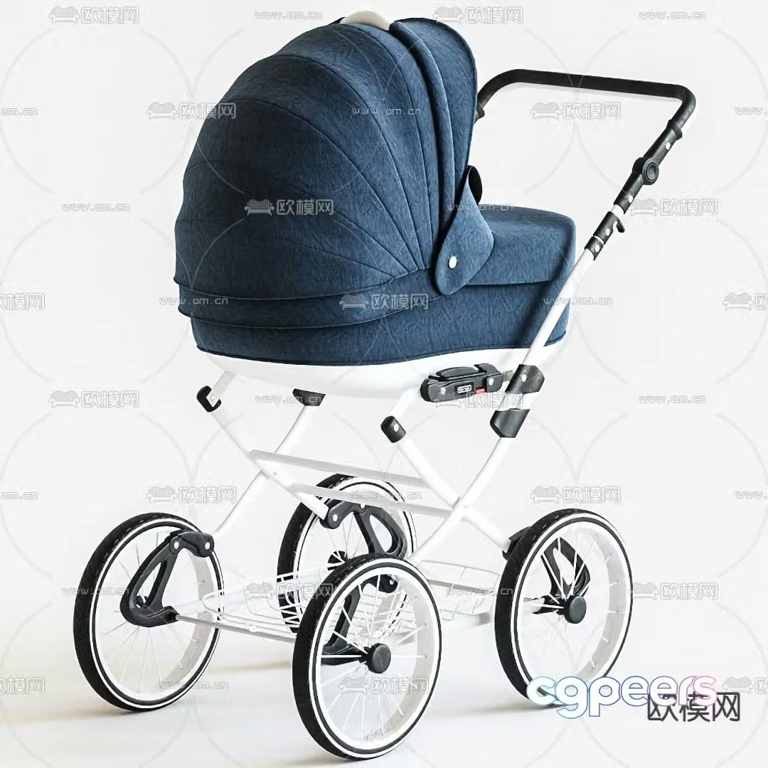 Modern blue stroller 3d model