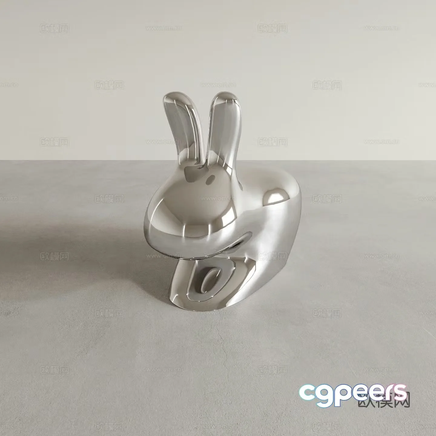 Rabbit sculpture Stainless steel sculpture 3d model