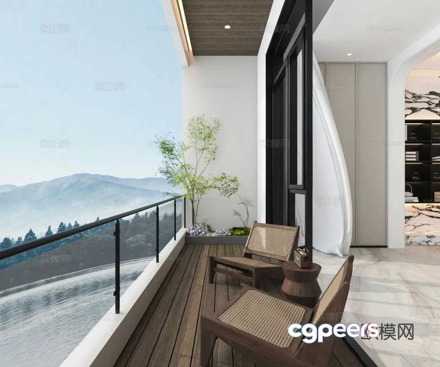 Living balcony leisure balcony 3d model