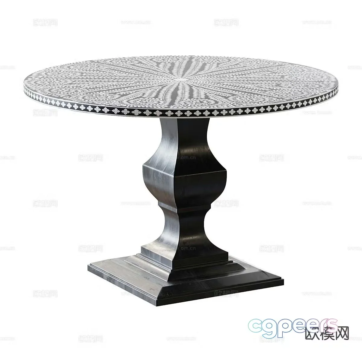 Medieval style round dining table 3D model