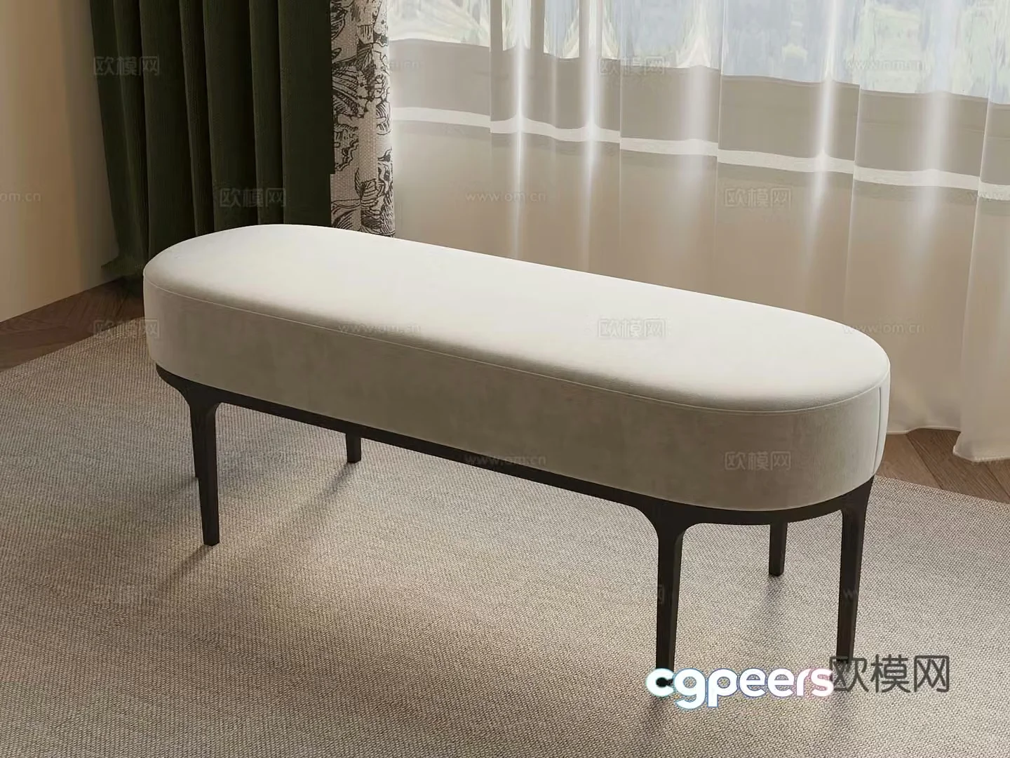 Modern cream style shoe replacement stool 3D model