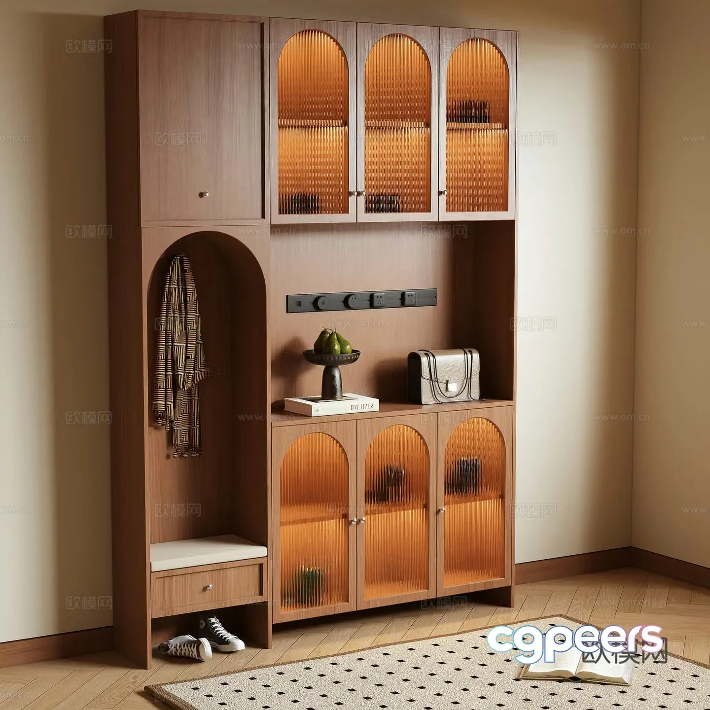 Log wind shoe cabinet 3d model