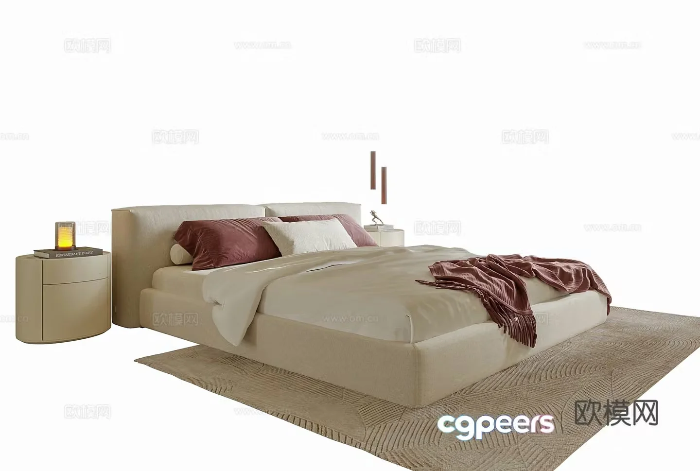 Modern double bed 3d model