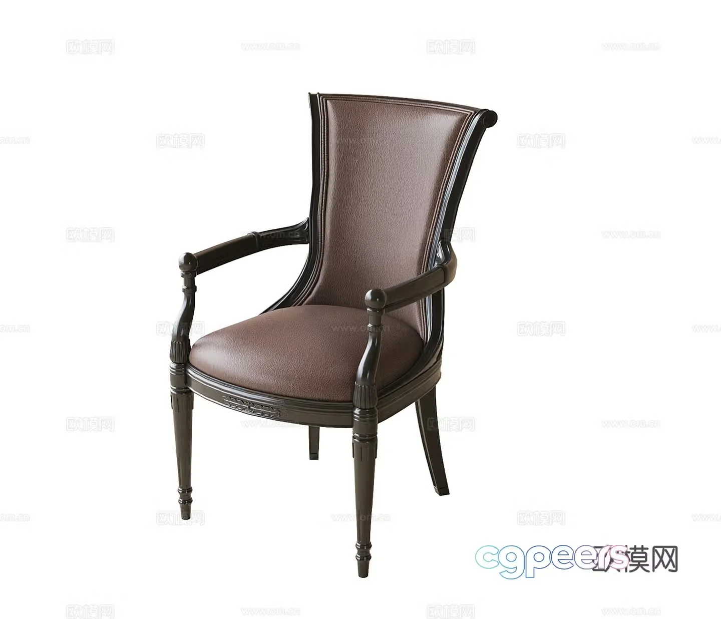 American single chair dining chair book chair armchair 3d model