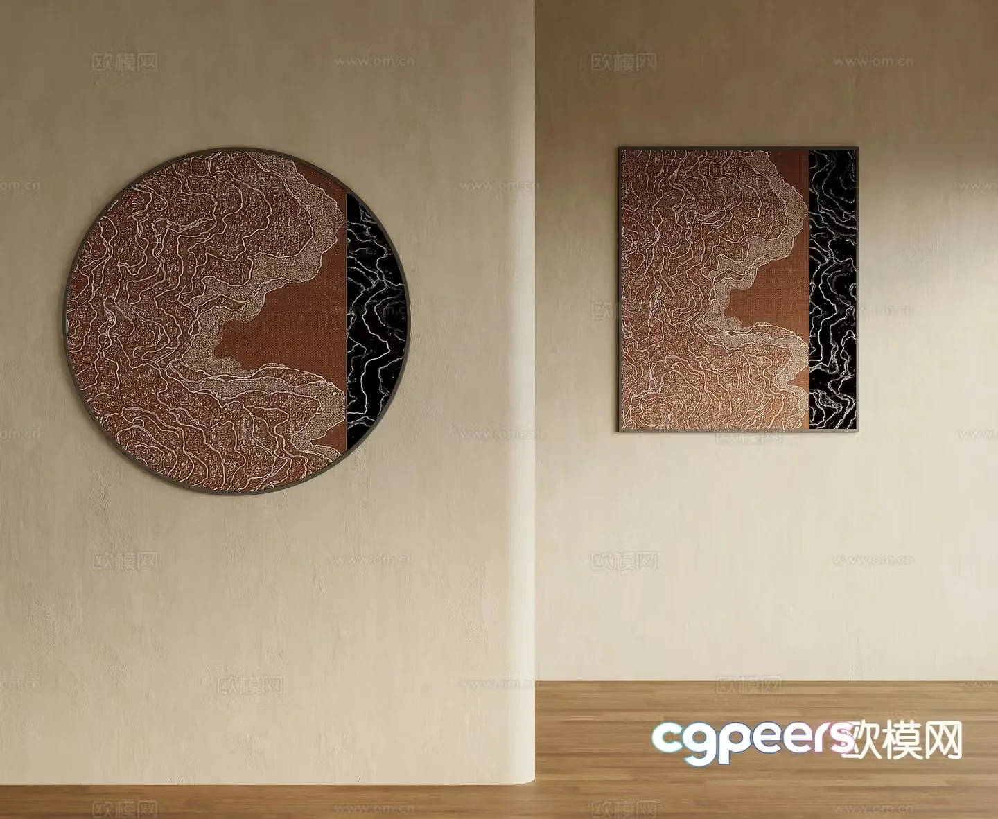 New Chinese style hanging painting Zen hanging painting 3D model