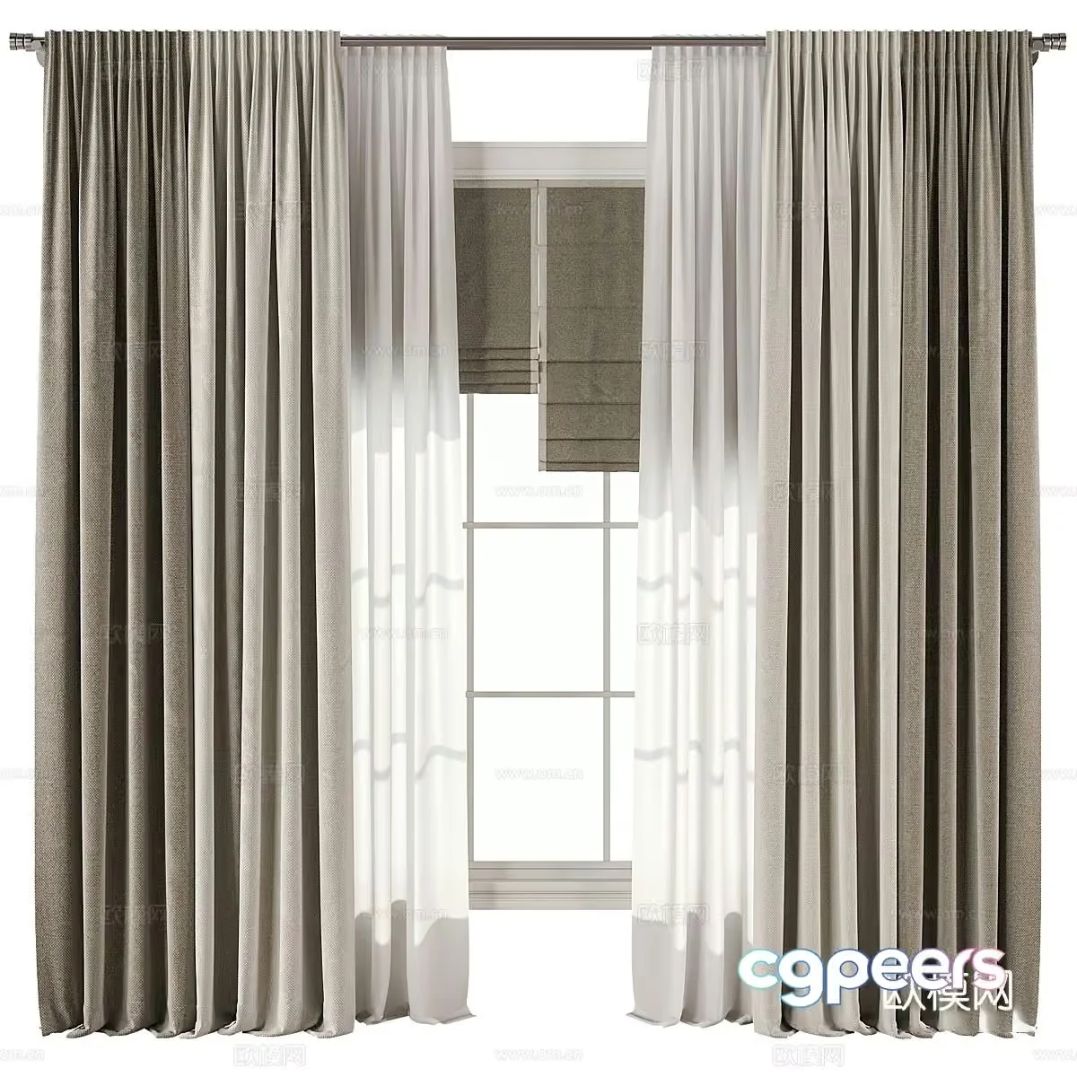 The Single Main Subject Is A Window With Curtains 3D Model – 11824 – VRAY Render
